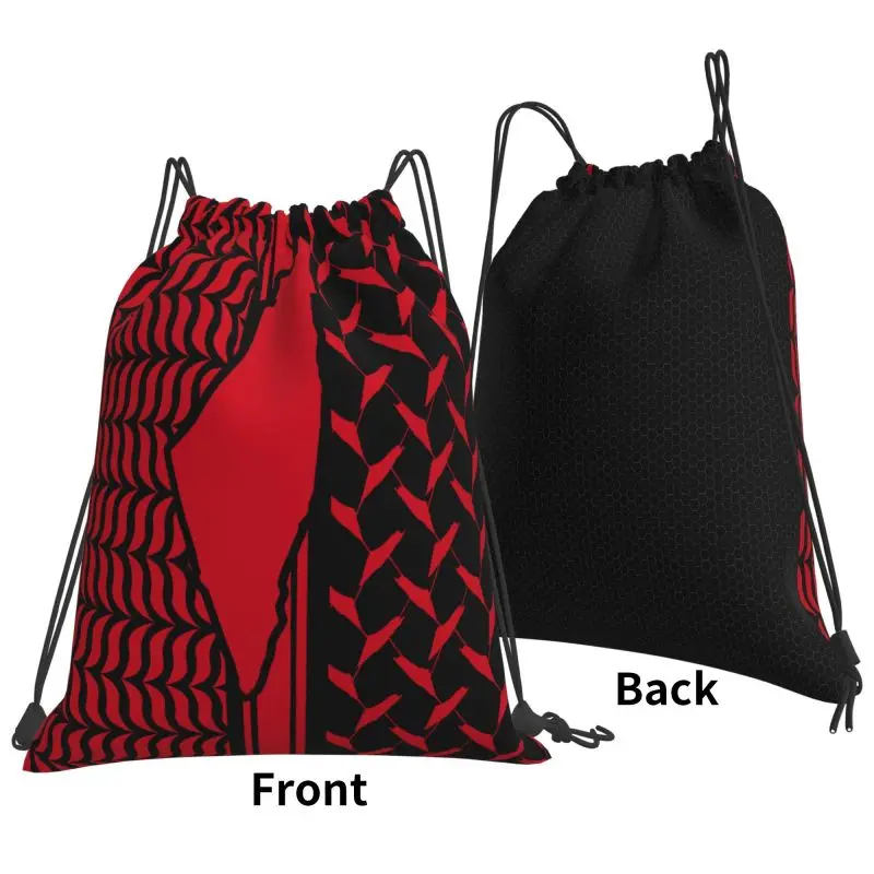 팔레스타인 국기 끈이 달린 배낭 쿠피야 하타 경량 접이식 스포츠 체육관 배낭 여성 남성 훈련용 휴대용 가방