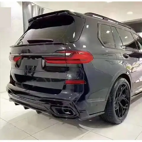 카본 파이버 리어 범퍼 립 디퓨저 스포일러 글로스 블랙 리어 립 바디 키트 액세서리 BMW X7 G07 M 스포츠 2019 2020 2021용