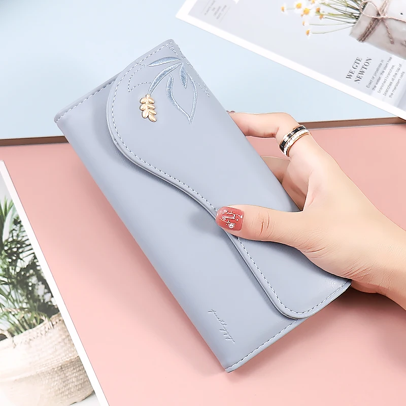 korean-style-embroidered-long-wallet-women's-handbag-large-capacity-clutch-bag-fashionable-trendy-design-ladies-purse