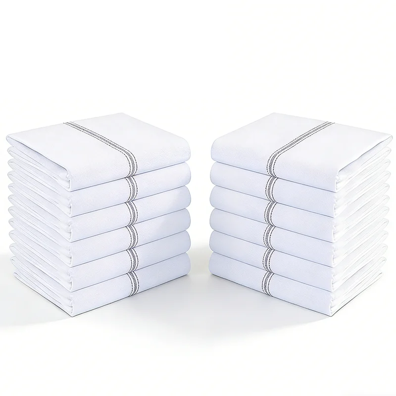4/6/8/12 Stück, einfache grau gestreifte Servietten aus 100 % weicher, saugfähiger Baumwolle, Koch- und Back-Teetücher, Geschirrtücher, Scheuerschwämme, Handtücher, superweich, sehr saugfähig, Küchendekoration, Küchenutensilien
