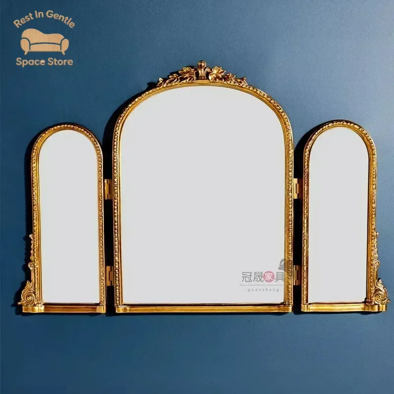 Metal Makeup Mirror Gold Frame Macrame Vintage Mirror Irregular Luxury Dressing Self Cut Dekoracyjne Lustra Home Decoration