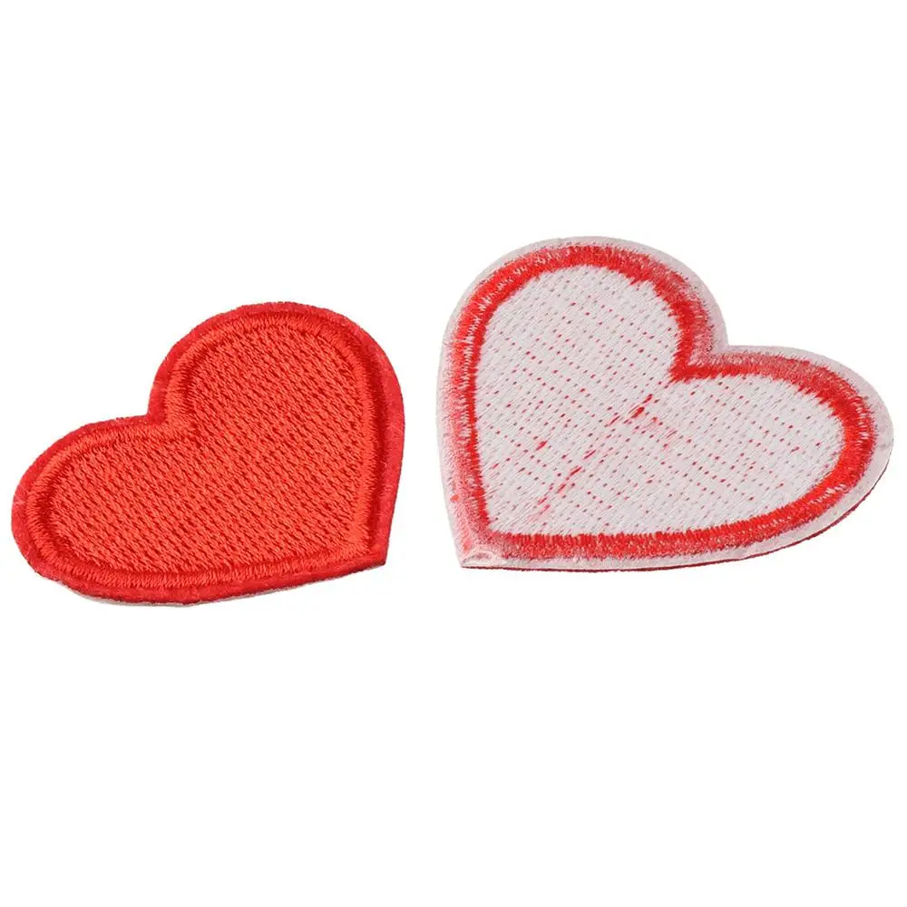 40 PCS Red Heart Shape Iron on Patches Mini Heart Iron-on sew-on Patches Embroidered Applique Decoration Patches 4 Sizes Custom