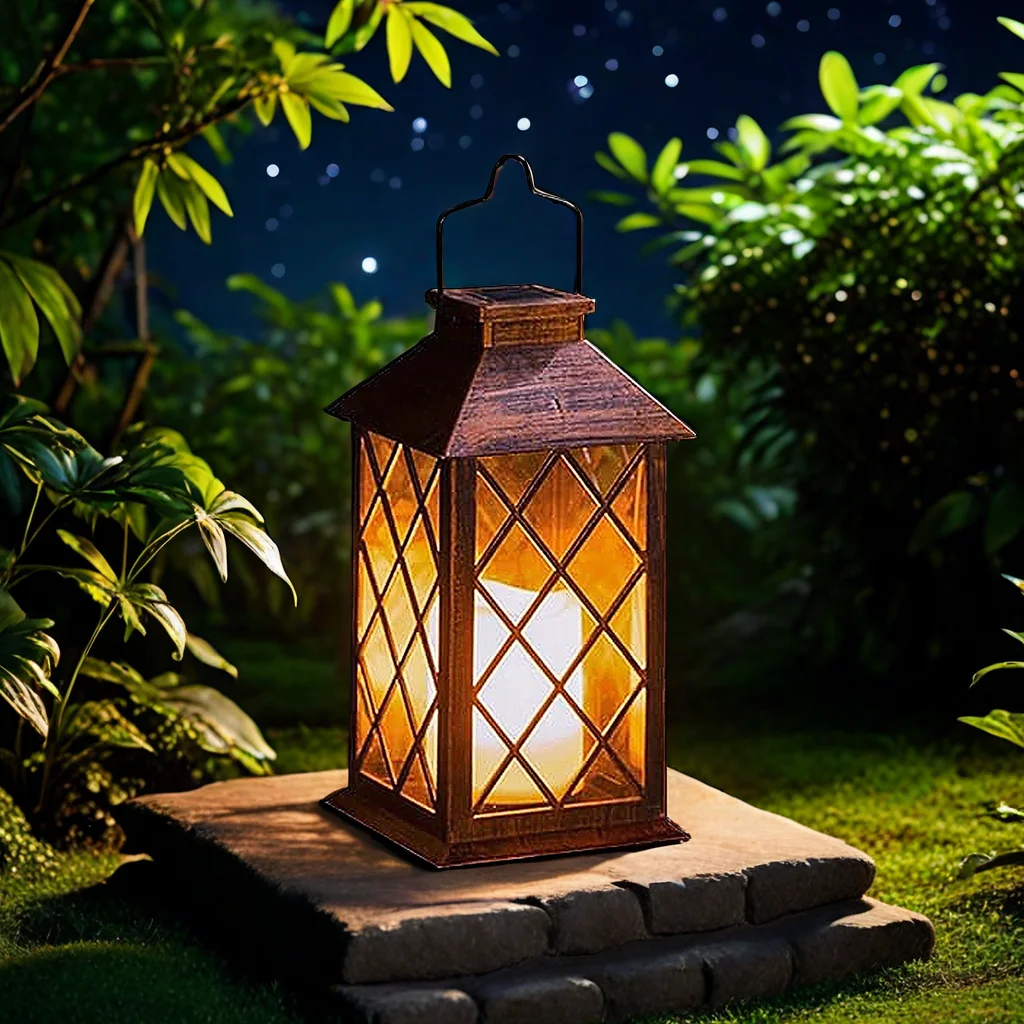 1PC Solar Lantern Outdoor, Waterproof LED Candle Lamp for Garden/Pathway Decor, Warm White Decorative Lighting