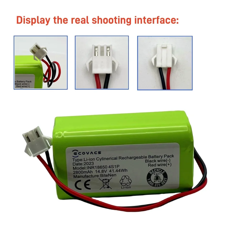 100% NEW 14.8V 2800mAh 4S1P 18650 Li-ion Rechargeable Battery Pack for Xiaomi Robot Vacuum Cleaner Battery image 2