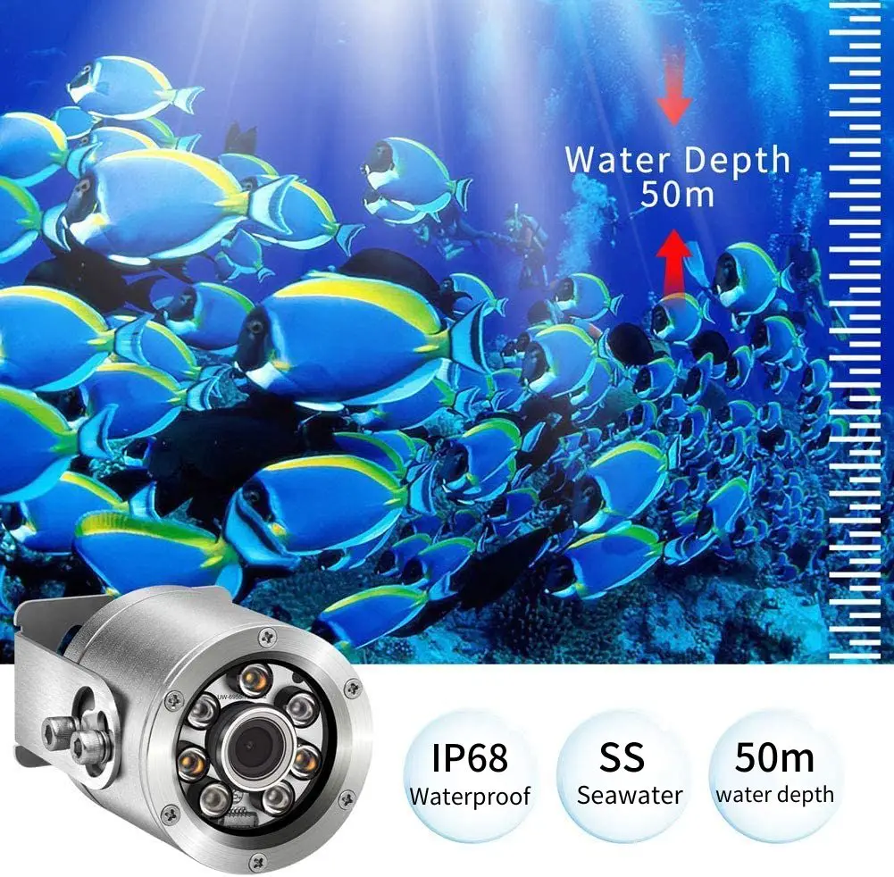 Barlus Ip68 Grabación de vídeo en tiempo real Cámara de pesca submarina Cámara analógica