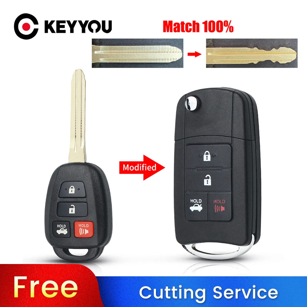 KEYYOU With Cutting Service Modified Flip 2/3/4BNT Key For Toyota Reiz Corolla Camry Prius Reiz RAV Car Remote Key Shell Case