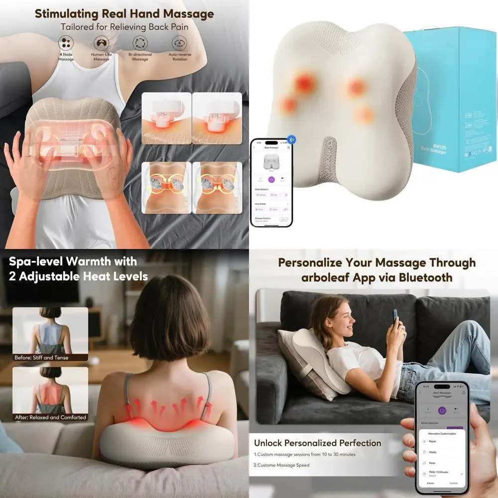 

Cordless Shiatsu Massager for Deep Tissue Pain Relief, Bluetooth Controlled, Heat Function, Portable for Neck & Shoulders, Ideal