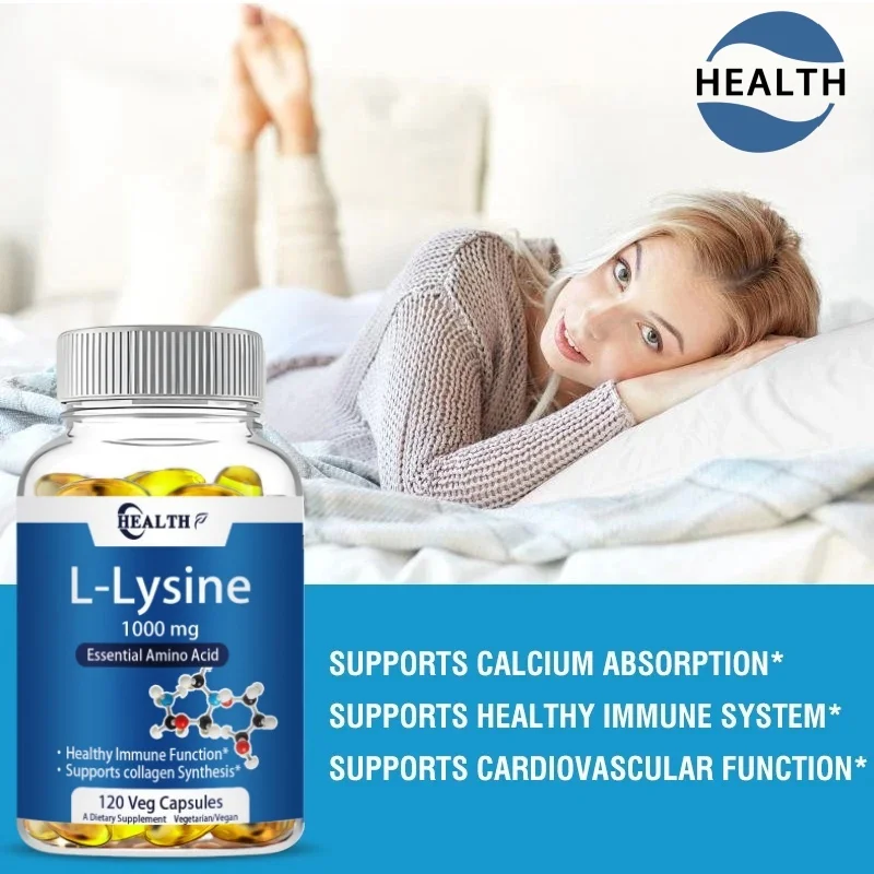 L-lysine 1000mg | 120 Coated Capsules | Free Form Dietary Supplement | Vegetarian, Non Gmo, And Gluten Free Formula