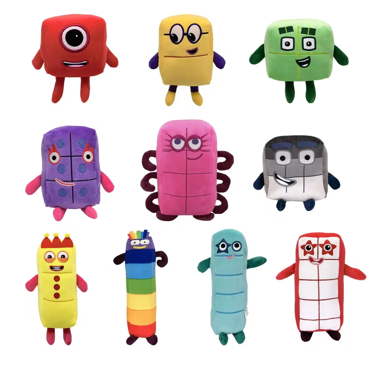 Boneca de pelúcia com números de desenho animado, brinquedo educativo, filme, tv, brinquedos para crianças, presente para educação infantil, aniversário, 1-10 peças