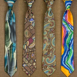 Handmade Abstract Pattern Multicolor Mens Ties Neckties 100% Silk Printed Colorful Printing Casual Party Wedding Noble