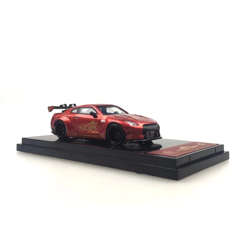 Diecast 1/64 skala TIMEMODEL GTR aluminiowy Model samochodu wysokie skrzydło ogonowe zagraj w pojazdy zabawki dla chłopców oryginalne pudełko