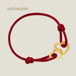 MOONLIGHT High Quality Silk Rope Heart Pendant Charm Bracelet For Women Adjustable Bracelets Femme Girls Trendy Jewelry 14colors