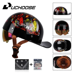 2024 Adult Open Face Summer Retro Motorcycle Vintage Half Helmet Baseball Cap Helmets Children Riding Motocross With Windscreen