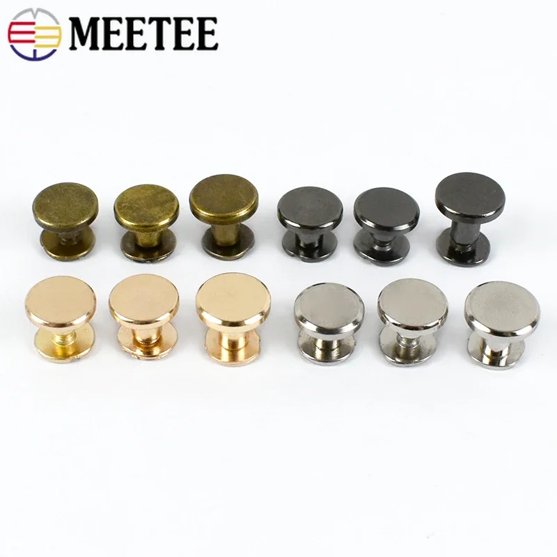 Meetee 10/20/50Pcs 5-8mm Flat Head Screws Nail Rivet DIY Bag Book Notebook Metal Binding Belt Rivets Buckle Hardware Accessories