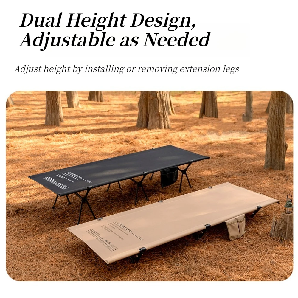 New Adjustable Height Camping Cot Aluminum Alloy Detachable Foldable Bed Portable Indoor Outdoor Dual Use Sleeping Bed