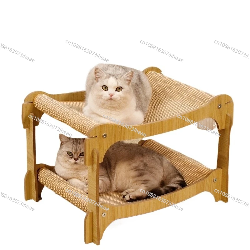 Cat nest cat scratching board integrated cat bed sisal in all seasons upper and lower bunk warm villa double layer semi-closed