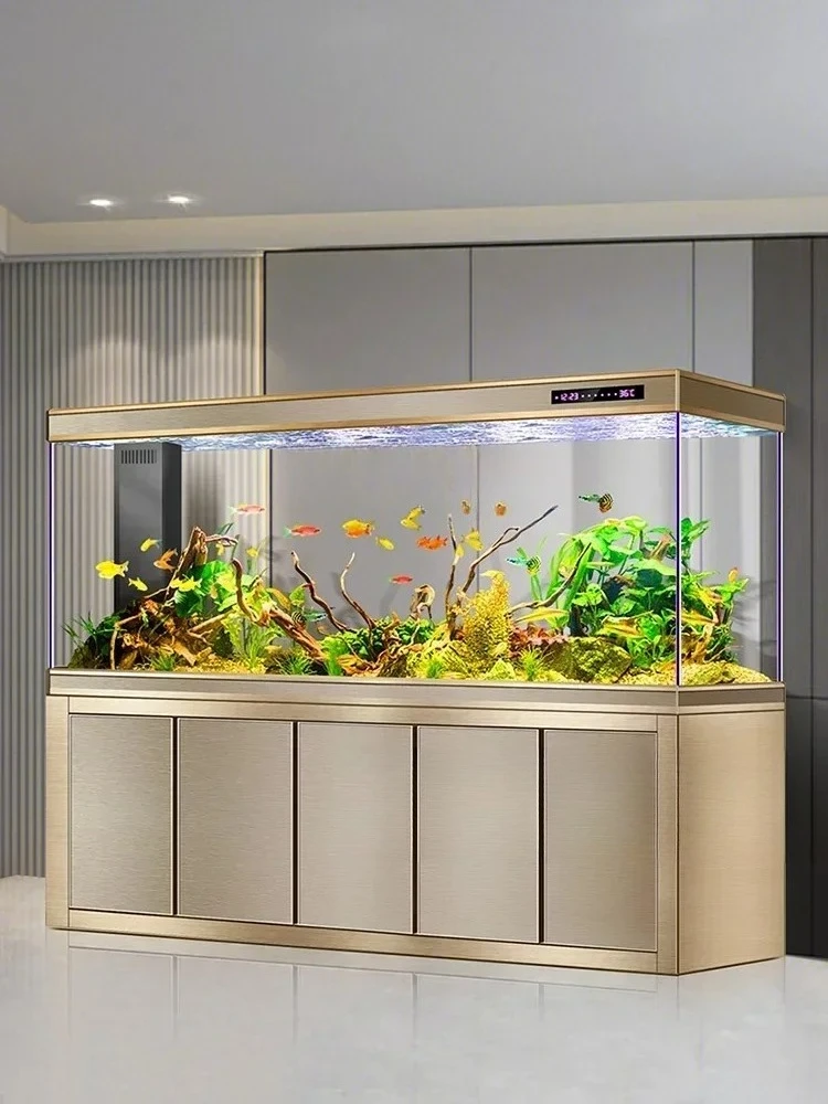 A new Dragon Fish Tank Bottom Filter Super White Glass Living Room Fish Tank Medium and Large Household Wall Screen Lazy