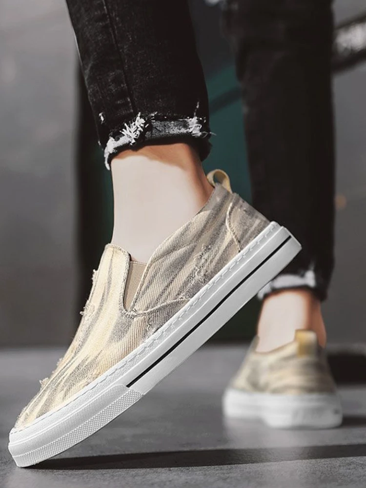 

Мужская обувь в корейском стиле, нескользящая рабочая мужская повседневная обувь, парусиновая новая элегантная дизайнерская роскошная акция, походные кроссовки в стиле ретро