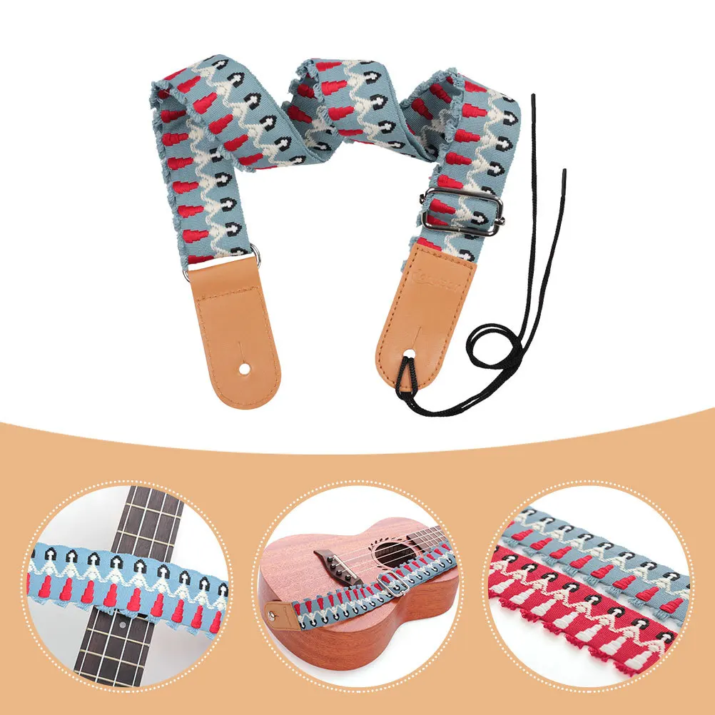 Ukulele-riem met etnische print, robuuste schouderriem voor gitaarinstrument, draagbaar, comfortabel, slijtvast accessoire