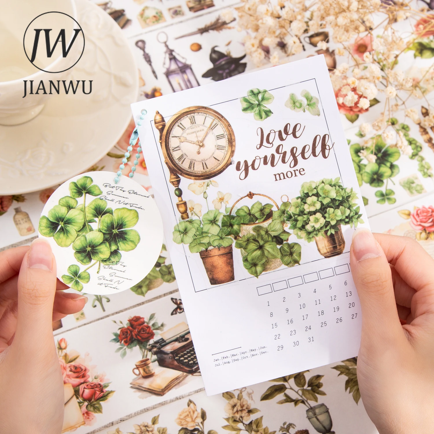 JIANWU 60mm*200cm Manor Diary Series Vintage Plant Material Washi Tape Creative DIY Journal Collage Scrapbooking Stationery