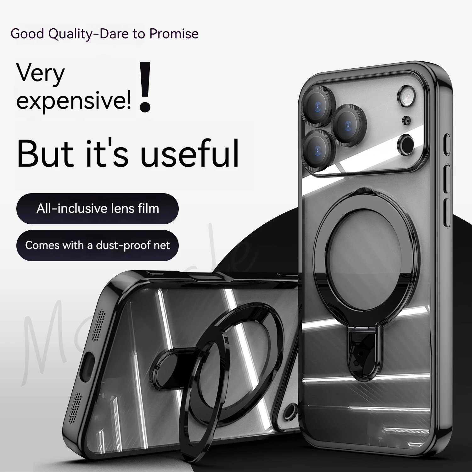 Magnetische Saugnapf-Telefonhülle mit Drehhalterung, für iPhone 17 16 15 14 Pro Max, hochtransparente galvanisierte Schutzhülle