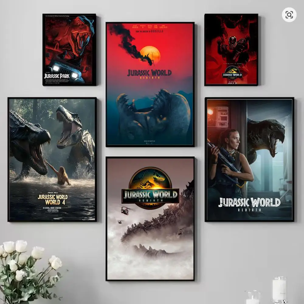 فيلم J-Jurassic World R-Rebirth ملصق HD جدارية فنية Wallart مقاوم للماء خمر طباعة ديكور للمنزل الديكور لتقوم بها بنفسك دائم