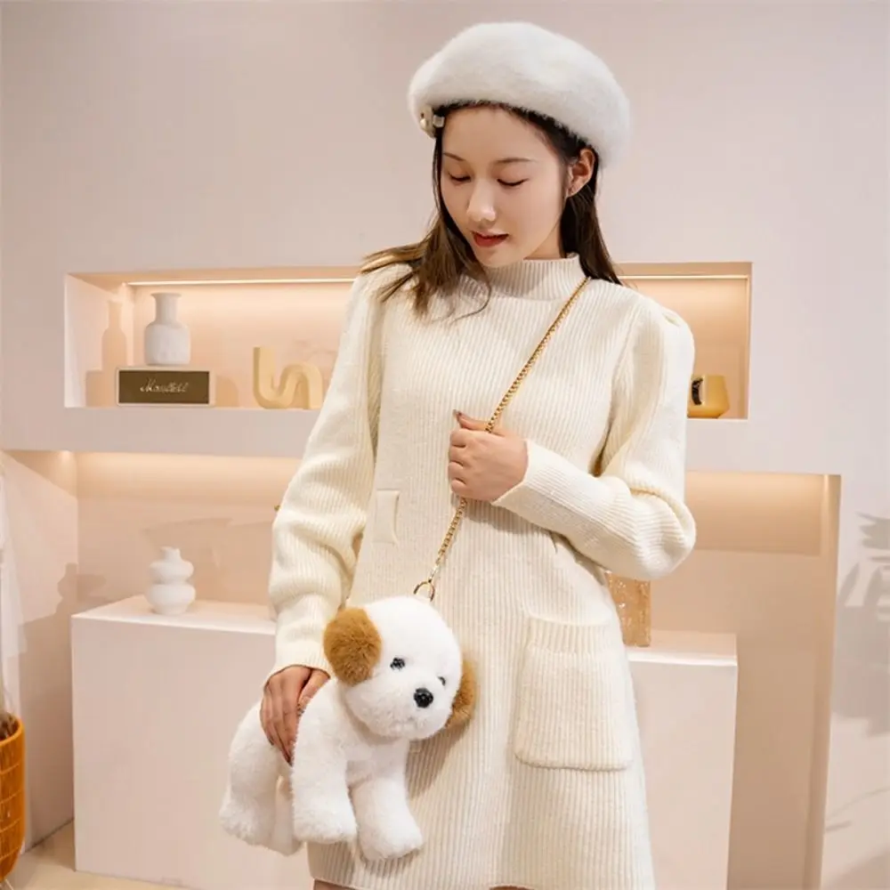 Liggende West Highland knuffel knuffels Real Life Simulatie Akita hond pluizig met ketting gevulde puppy pop verjaardagscadeau