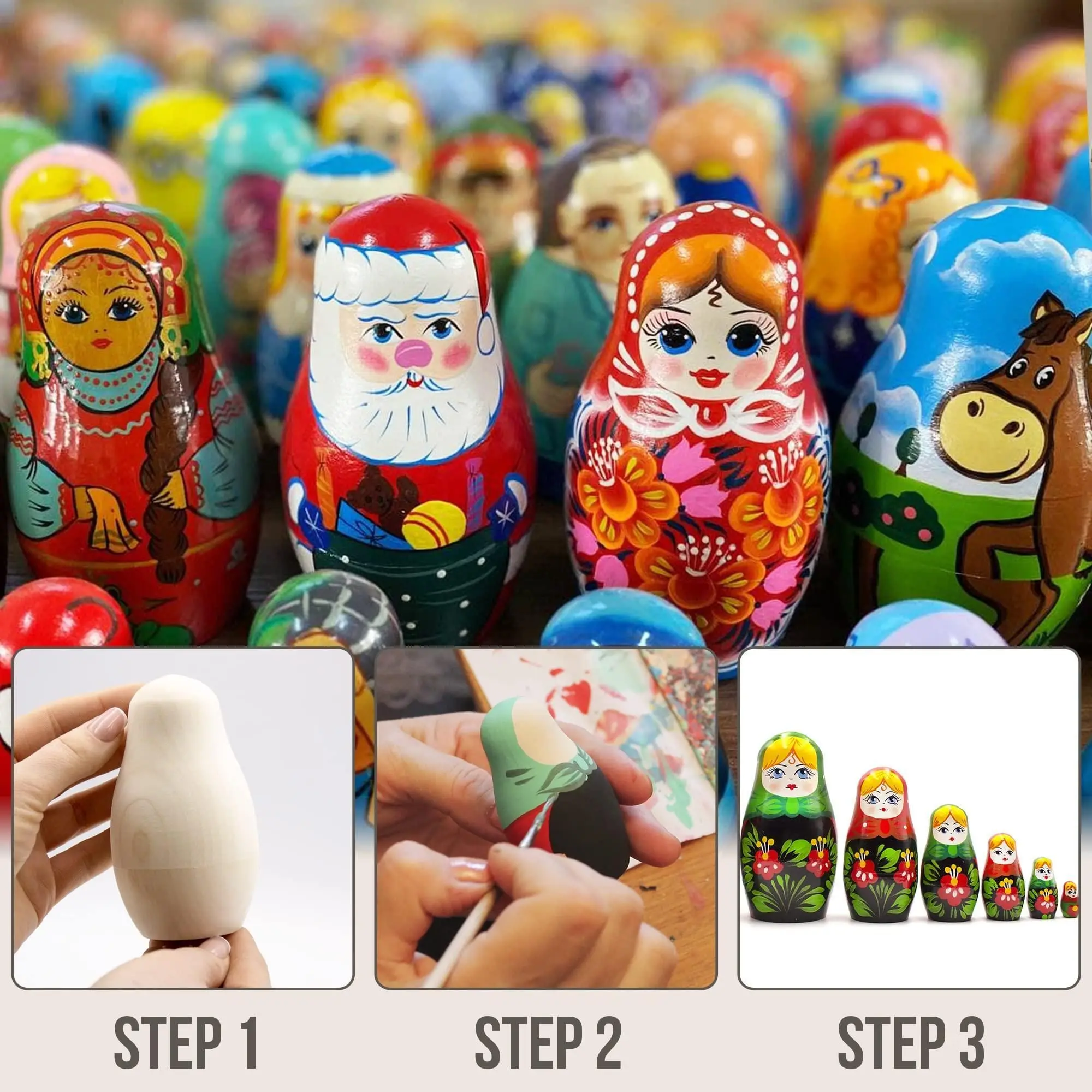 Muñecas Matryoshka rusas para pintar muñecas en blanco, muñecas anidadas DIY, juego de muñecas anidadas en blanco, 6 uds.