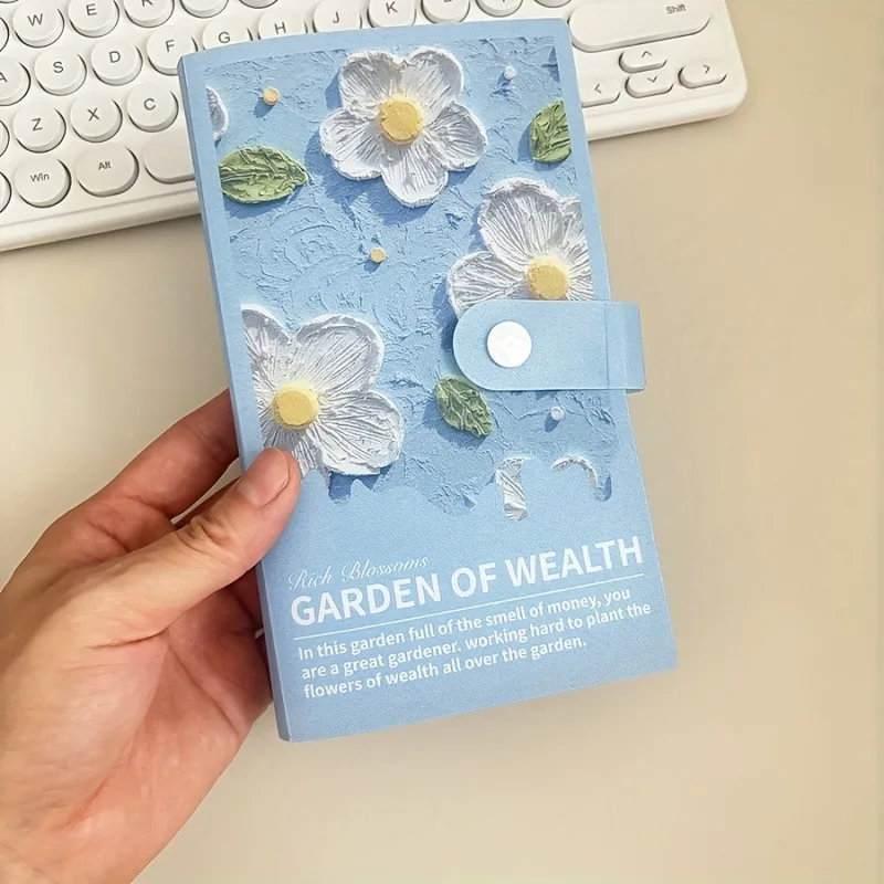 

100 Pockets Cash Budget Planner Book 50 Sheets Sleeves Flower Wealth Album,A6 Postcards Organizer Portefeuille Budget Enveloppes
