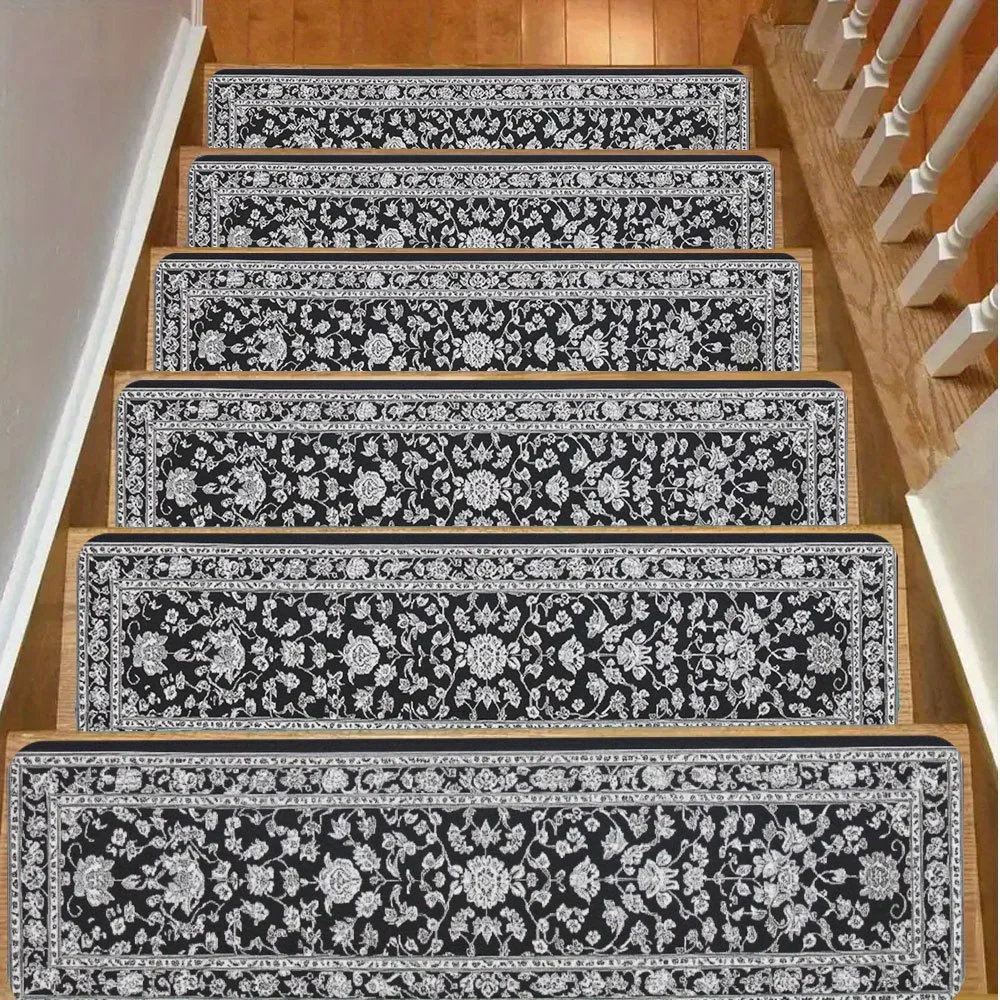 VIKAMA Bohemian-Style Pattern Staircase Treads Pad - Pet Staircase Protection - Children And Elderly Slip-Resistant Steps Carpet