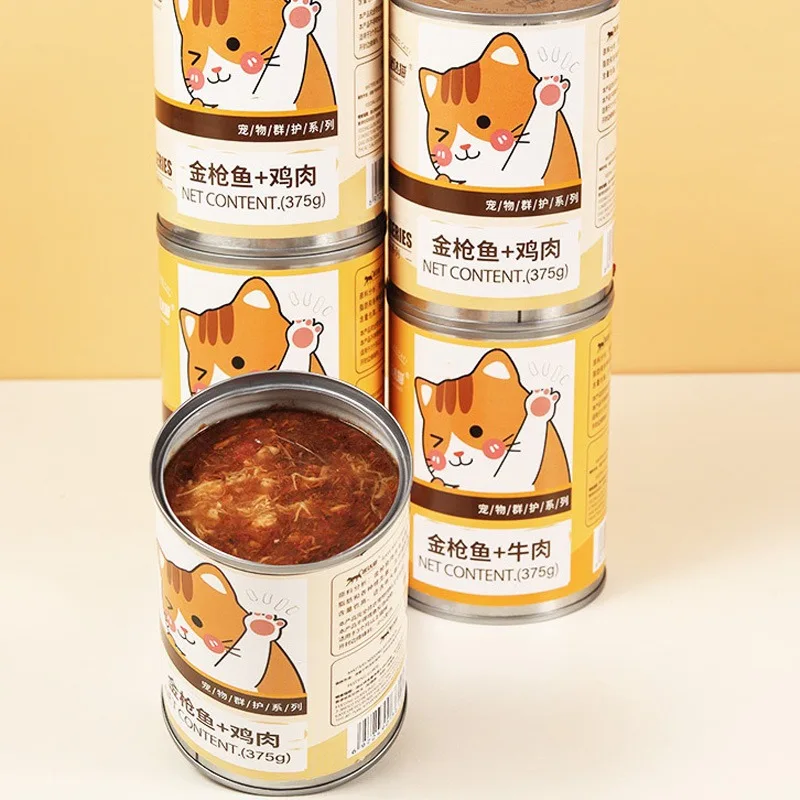 طعام رطب معلب للحيوانات الأليفة ، لحم بقر تونا معلب للقطط ، حساء لحم لذيذ وجبات خفيفة تسمين للقطط ، صوفي