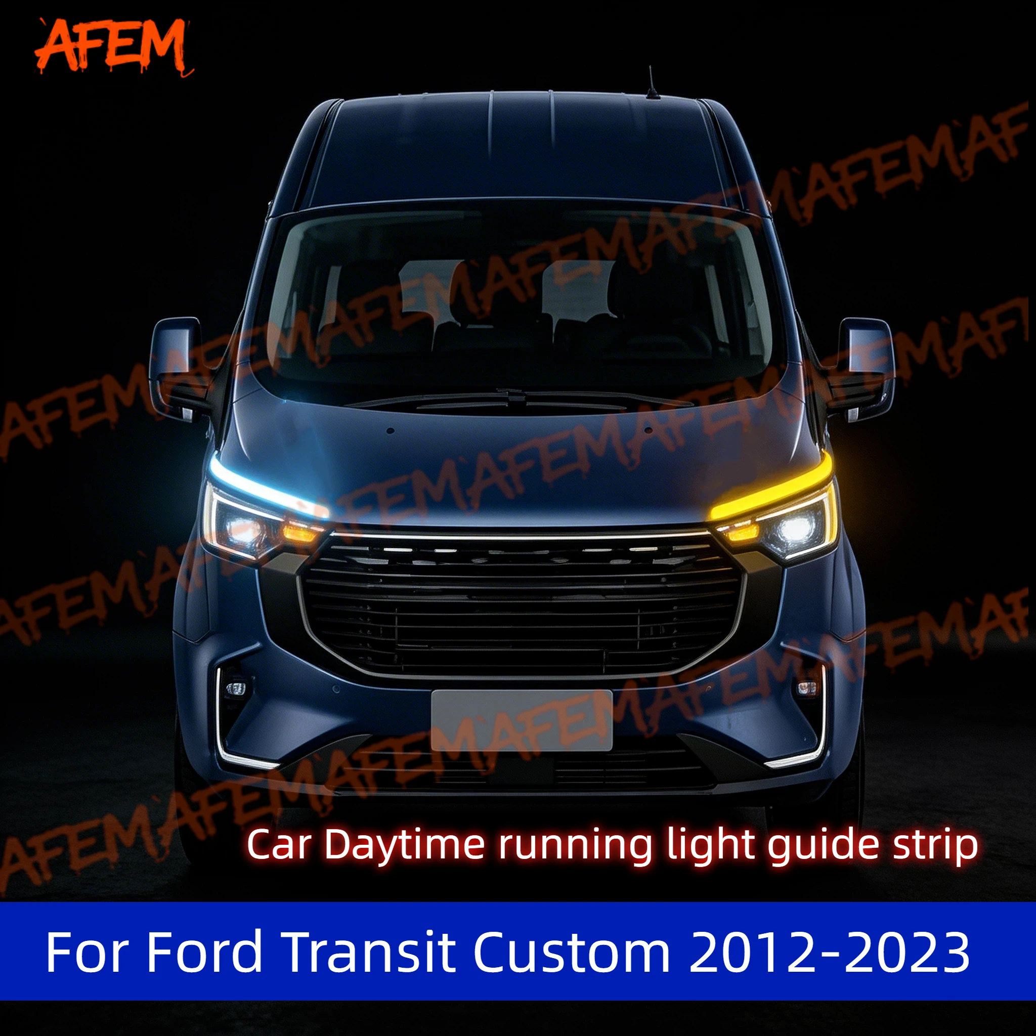 2pcs For Ford Transit Custom 2012-2023 Daytime Running Light Guide Strip Auto LED DRL Daytime Flexible Decorative Ambient Lamp