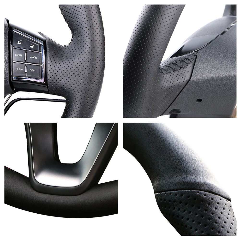 مخيط يدويا لينة الأسود ستوكات الجلود غطاء عجلة القيادة سيارة ل Volkswagen VW Golf 7 Mk7 باسات B8 اكسسوارات السيارات