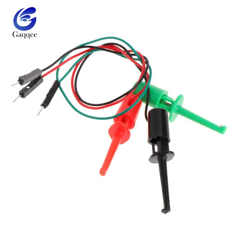 3Pcs/Set Electrical Hook Test Clip Transistor Tester Hook Type Tests Clip Probes Kit with Male Head DuPont Line