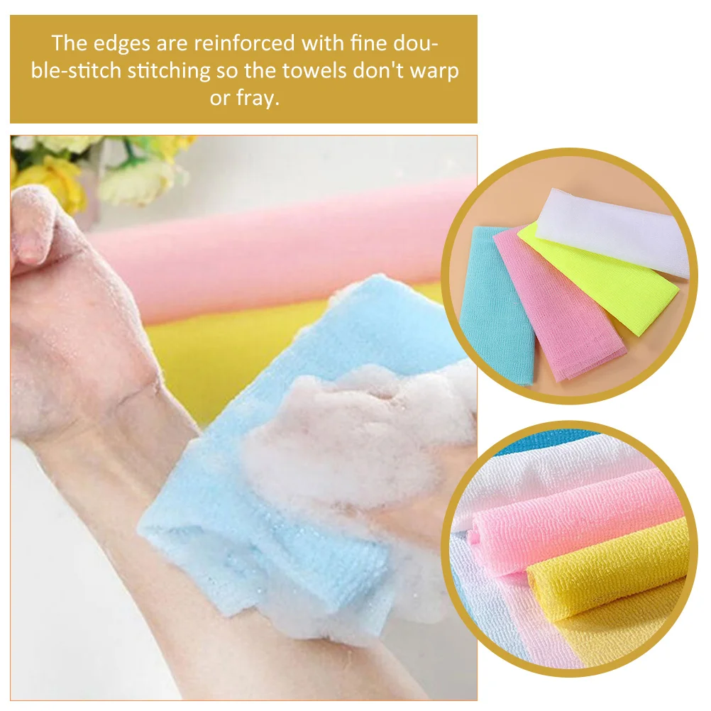 

4 Pcs The Bubble Exfoliating Bath Towel Man Scrubber Body Nylon Cleaning Washcloths