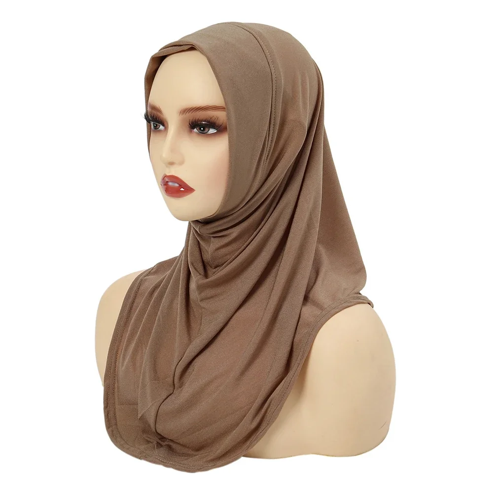 

Women Hijab Undercap Solid Color One Piece Amira Inner Cap For Woman Ready To Wear Muslim Caps Bonnet Underscarf Head Wrap