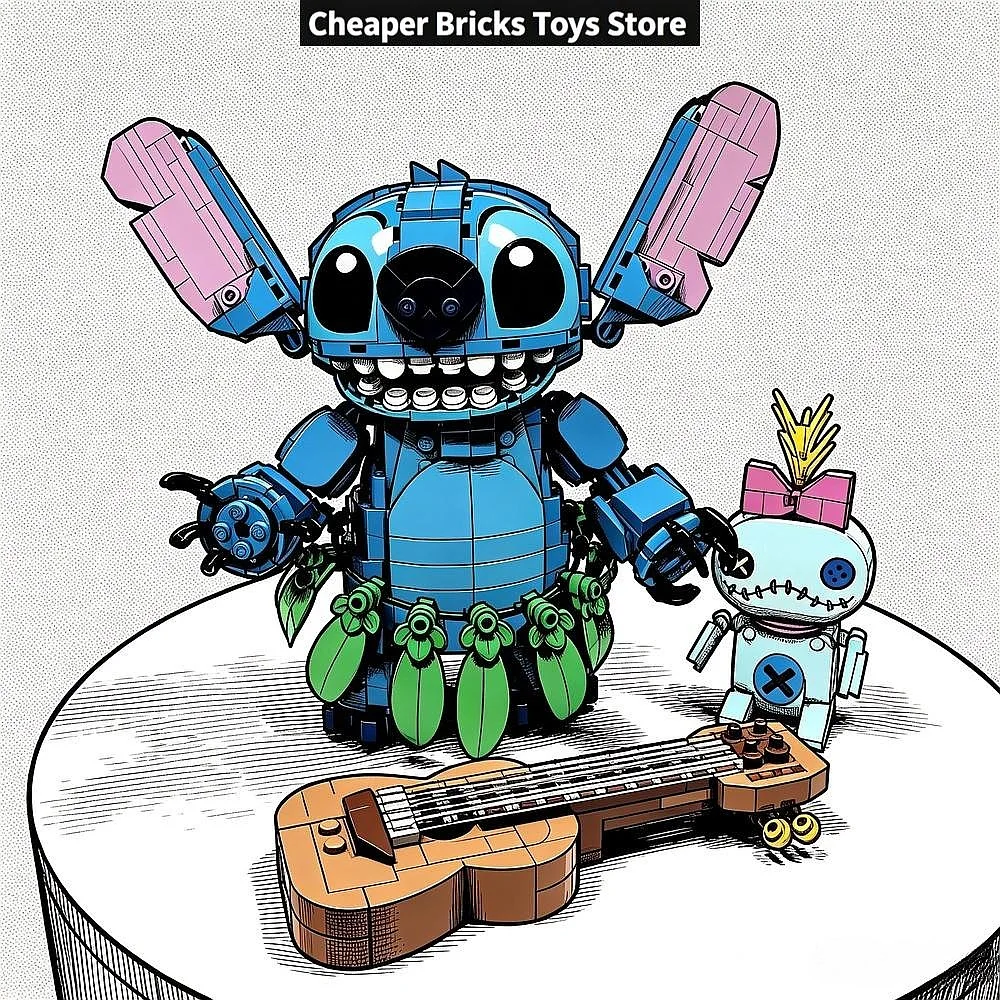 Cheaper Blue Alien Monster Building Blocks Set DIY Assembly Bricks Model Collectible Toy for Fans Holiday Gifts