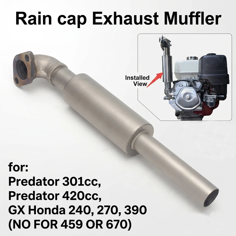 Для Predator 301cc 420cc GX Honda 240 270 390, глушитель из нержавеющей стали с защитным колпачком от дождя, адаптер 1