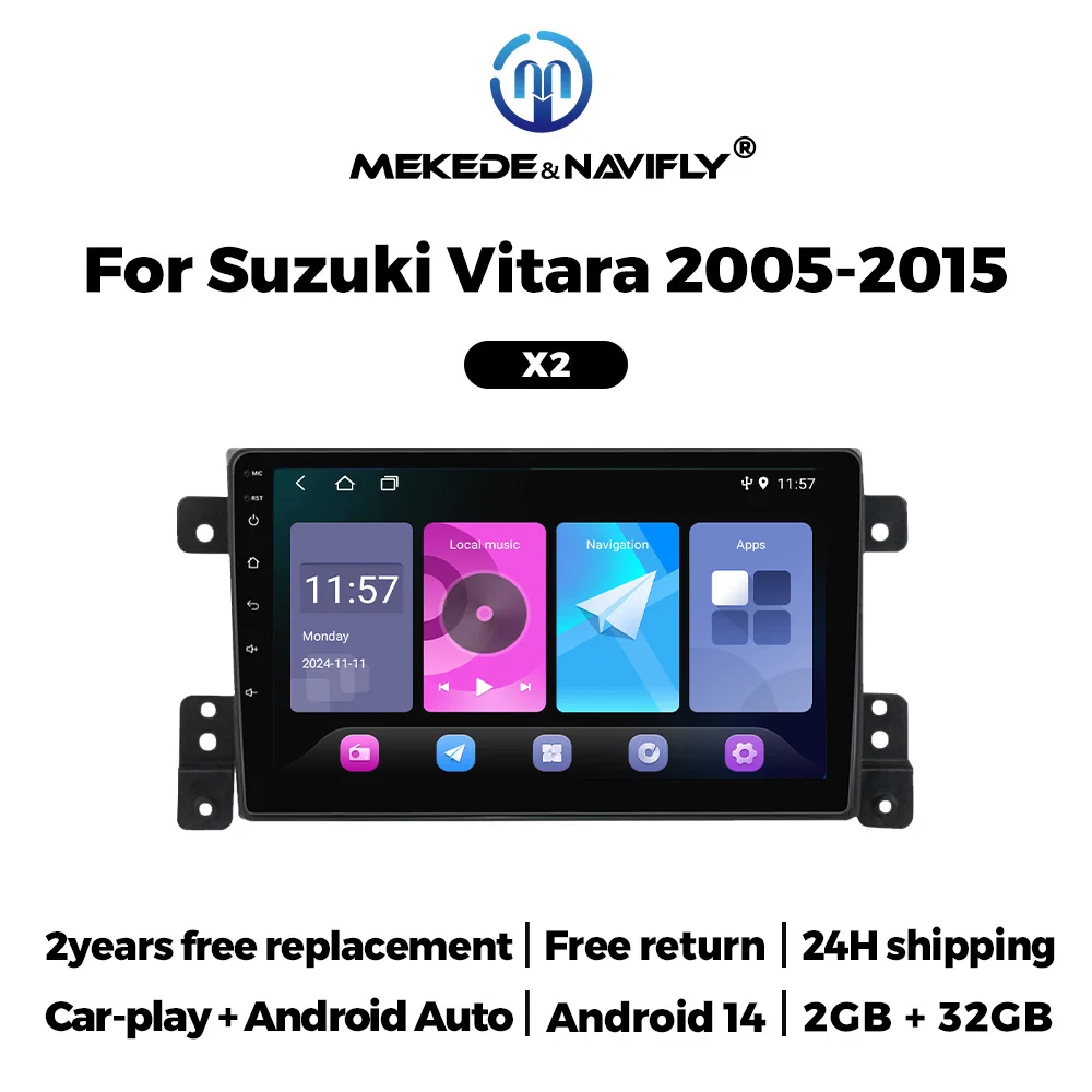 MEKEDE 2Din Android Car Radio Stereo For Suzuki Vitara 2005-2015 Multimedia Navigator GPS BT 9inch CarPlay Android Auto