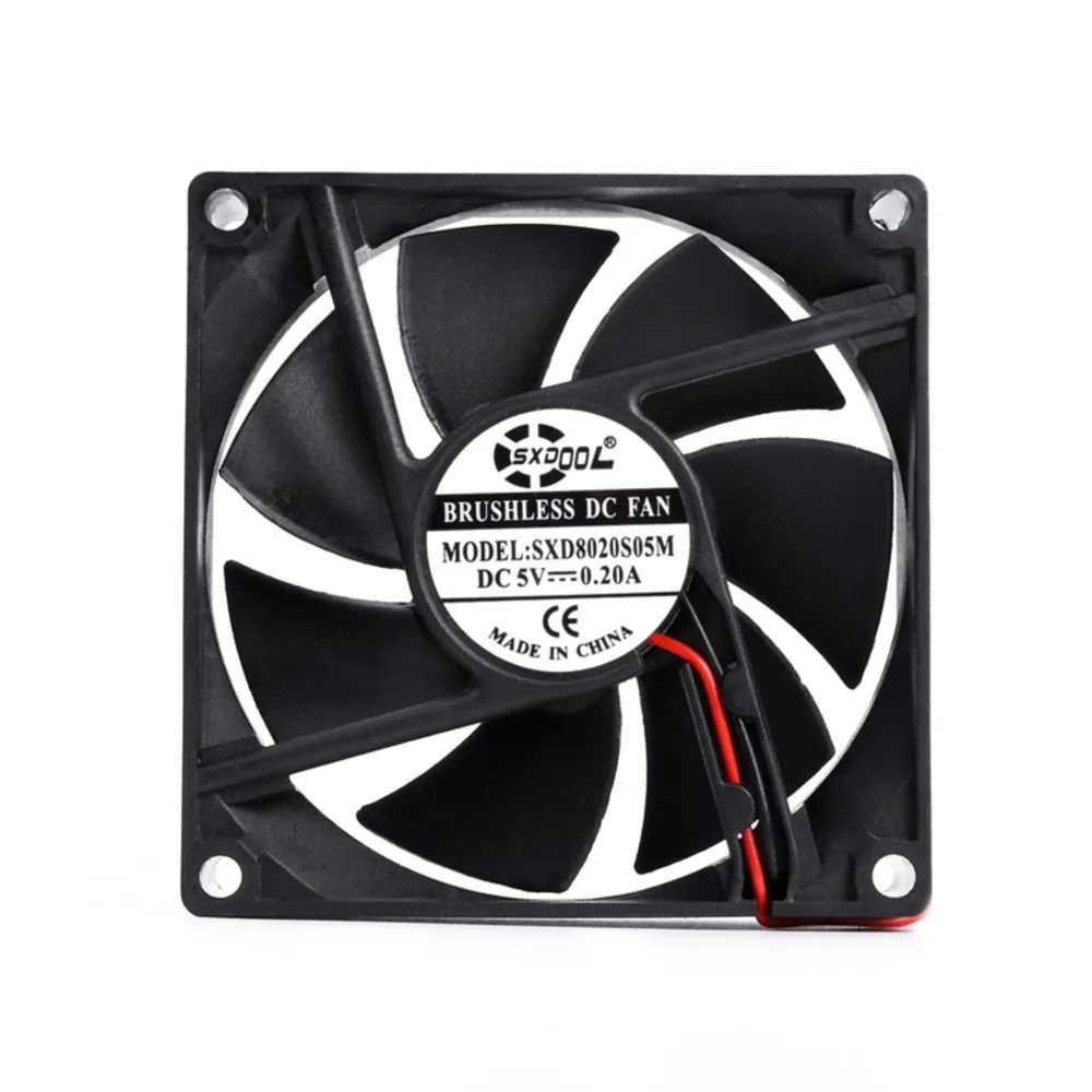 2pcs 5V 80mm Cooling Fan 8020 DC Cooler Sleeve Bearing 80X80X20mm 2Pin For Computer Cases And CPU Coolers