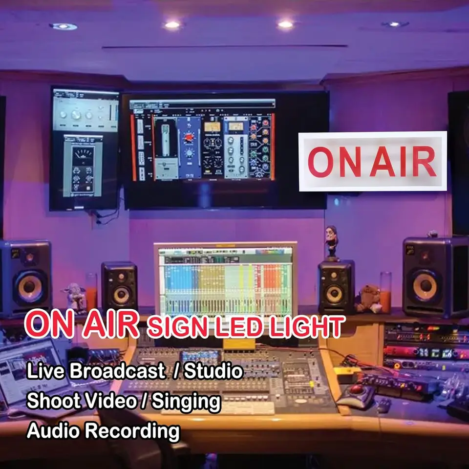 Panneau Lumineux ON AIR LED – Signe Studio/Enregistrement, Blanc Acrylique, Bouton Marche/Arrêt, Déco Streamer/Gamer/Bureau