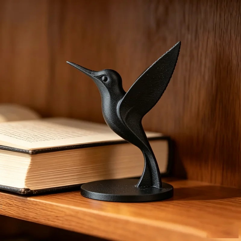 Sleek Hummingbird Decor Statue,3D Printed Flying Bird Figurine For Desk Shelf Modern Home Ornament Collectible Gift