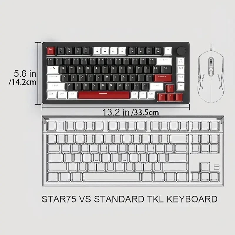 Imagem -02 - Teclado Mecânico do Jogo Backlit Compacto Prendido Espuma de Eva Controle do Botão Nkro Portátil pc g Star75 Magegee75