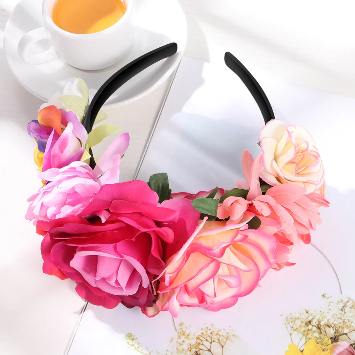 الأزهار عقال الشعر التبعي بوهيميا هيرباند تاج رباطات الزهور صور الدعامة حفل زفاف السفر الشاطئ #3