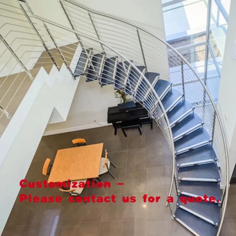 custom.PRIMA Factory Manufacture Modern Carbon Steel Stringer Customized Curved Staircase House