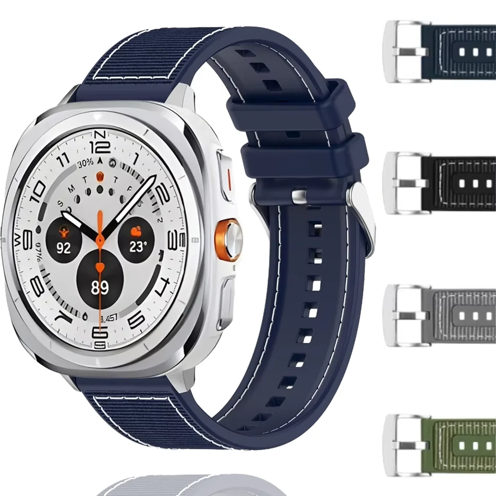 Braided Nylon+Silicone Composite Strap For Samsung Galaxy Watch Ultra 47mm Sports Bracelet for Galaxy Watch Ultra Wristband Belt