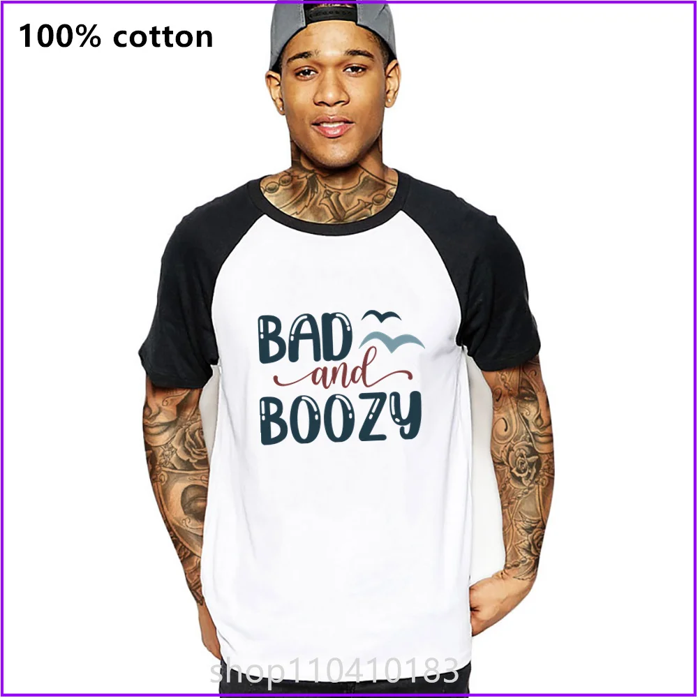 Bad And Boozy T Shirts For Men'S Women Tshirt T-Shirt Blank Black Graphic Vintage Military Acid Wash New Styles High Quality Wor