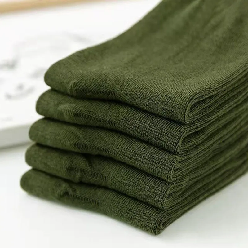 5 Pairs Spring And Autumn Men High Quality Mid Tube Socks Camouflage Army Green Comfortable Warm Military Thickened Cotton Socks