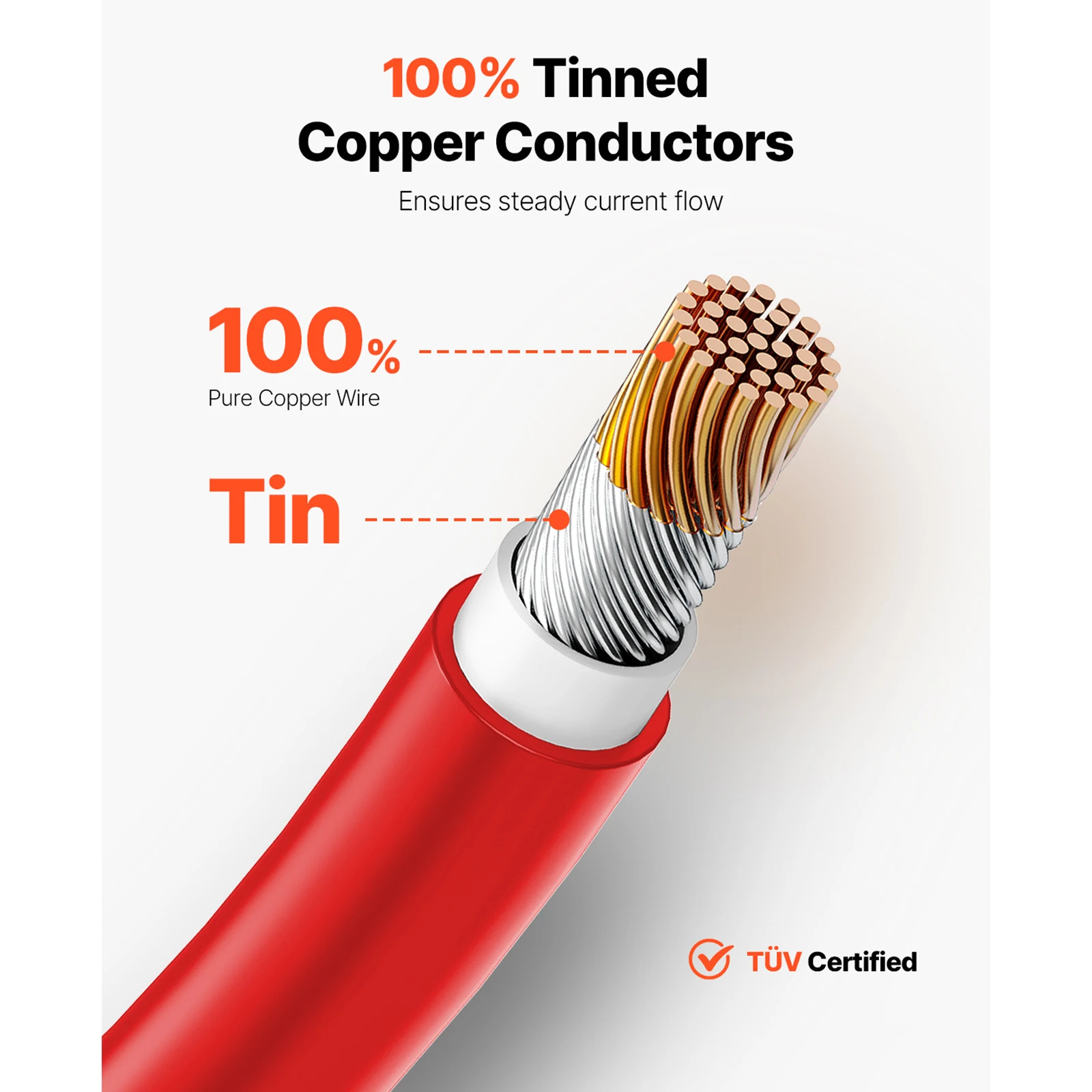 VEVOR 100FT Solar Panel Extension Cable 10AWG 6mm² IP67 Waterproof Solar Extension Cable for Home Ship and RV Solar Panels