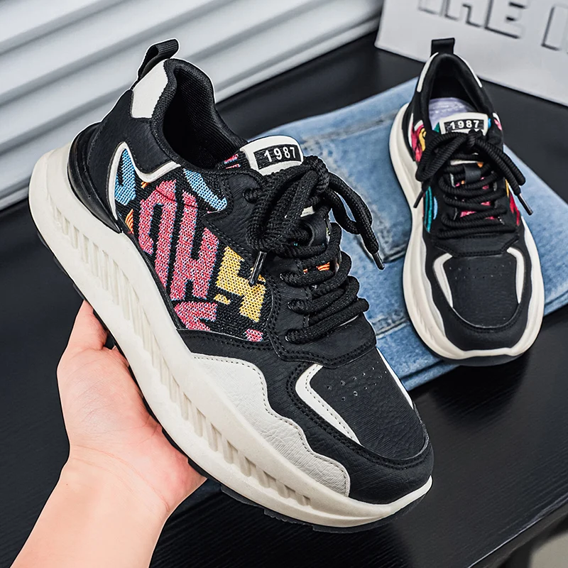 

Мужские кроссовки, модные удобные мужские повседневные туфли на толстой подошве, уличные мужские кроссовки для бега, нескользящая спортивная обувь для тенниса